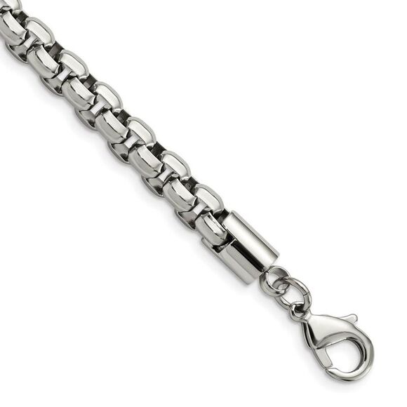 Men's 8.25mm Stainless Steel Fancy Rolo Chain Necklace, 24 Inch